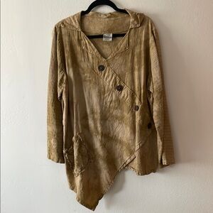 Cottonseed Wear Unique Asymmetrical Tan Jacket, 100% Cotton